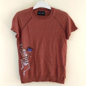 NWOT Zadig & Voltaire Linen T-shirt With Skull